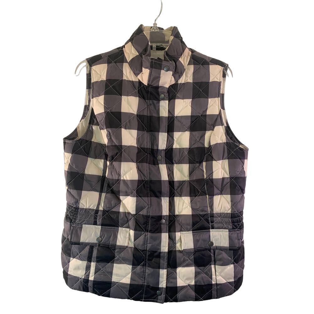 TALBOTS Women’s Plaid Down Quilted Puffer Vest / Size: Medium